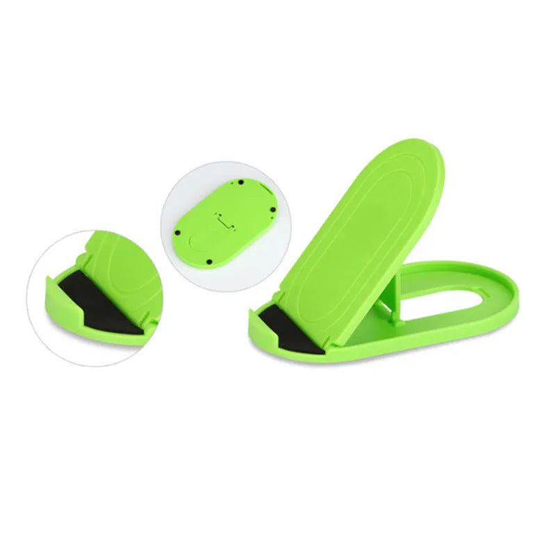 Adjustable plastic lazy bracket mobile phone stand in six colour options on desk