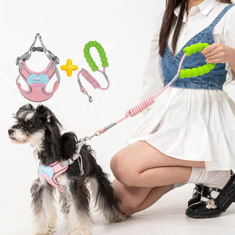 No pull dog harness with leash in blue, soft adjustable escape proof vest for medium dogs with reflective stitching