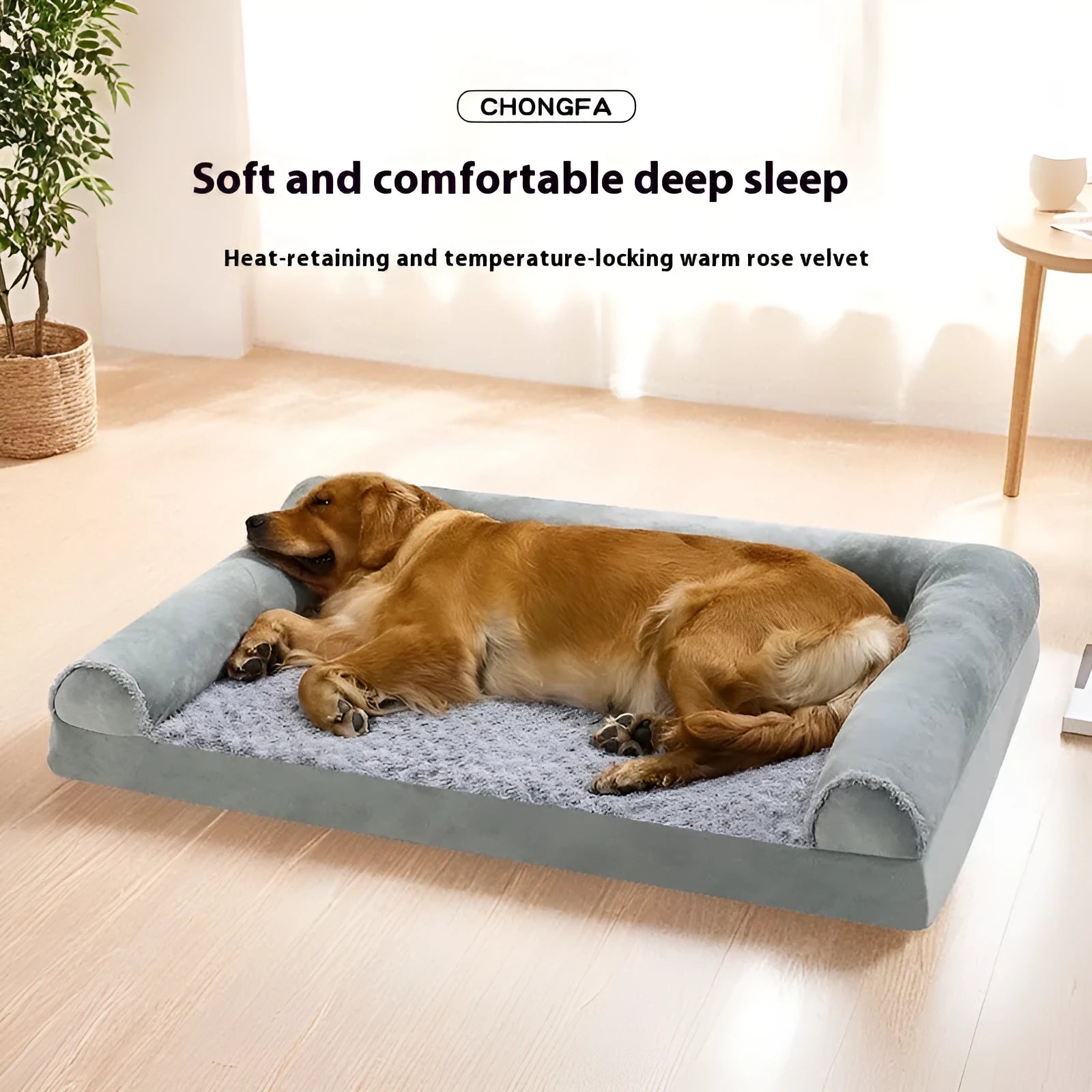 Light grey cloth indoor kennel for a large dog, showing its soft fabric construction and enclosed design.