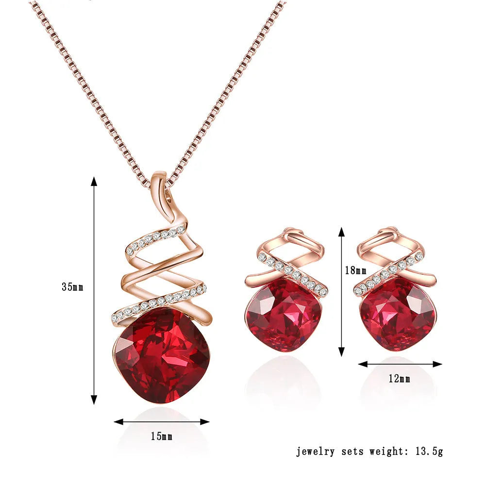Women's alloy bridal jewellery set with water wave chain necklace and matching earrings.