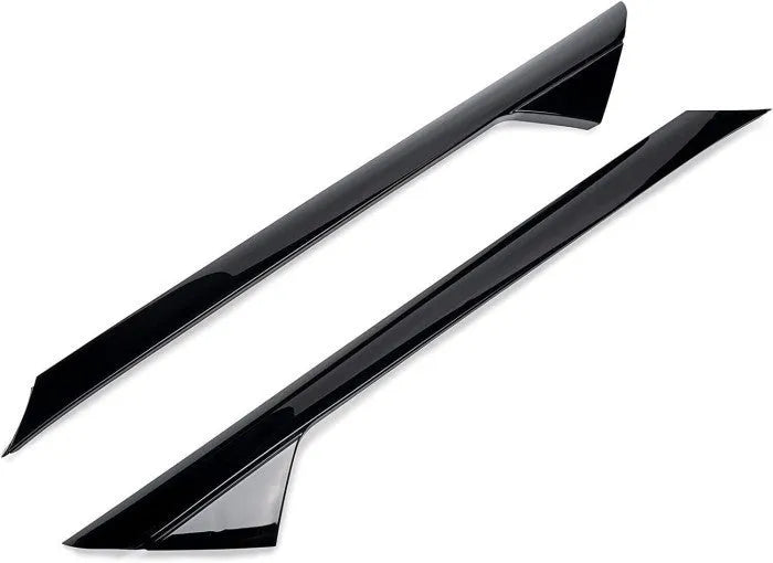Black Ford front windshield trim panel set with part numbers BB5Z-7803144-AA and BB5Z-7803145-AA