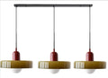 Retro three-head glass chandelier with iron frame and long platter design