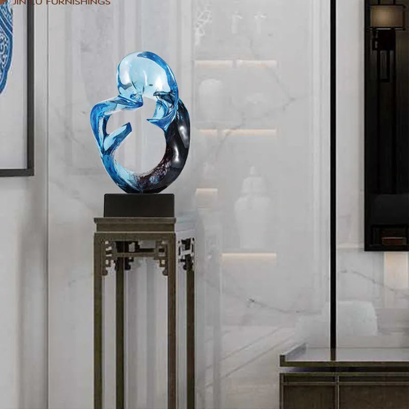 Transparent resin ornament sculpture in modern design style