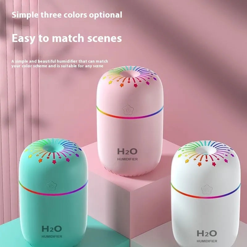 Compact white USB-powered mini humidifier with 300ml water tank