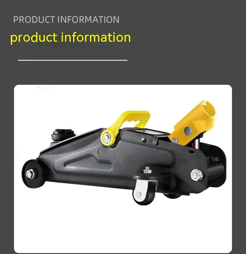 Horizontal hydraulic low profile car lifting jack with handle for tyre changes