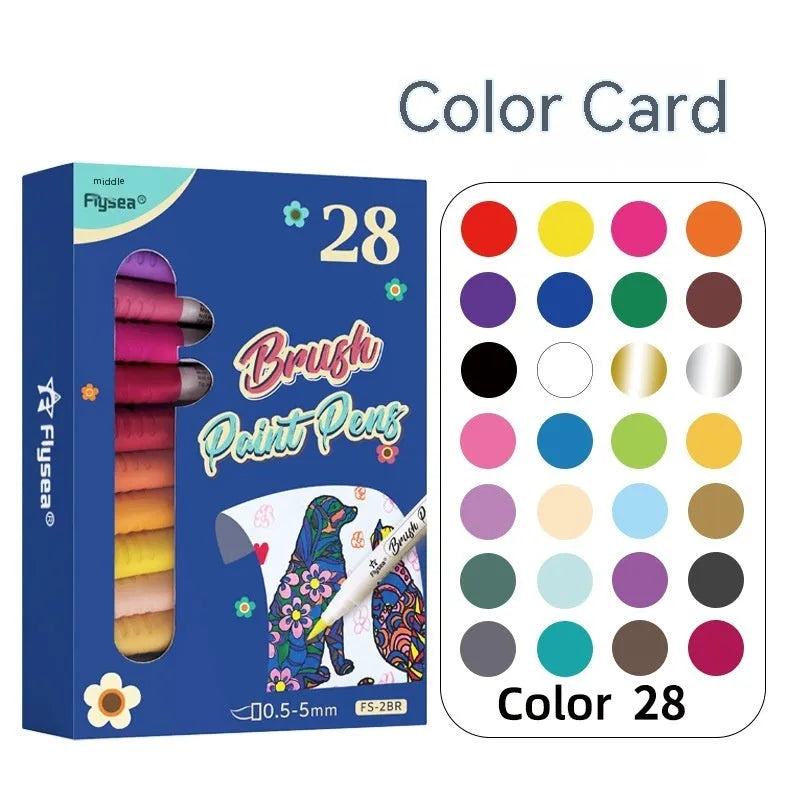 Set of soft head gouache brush marker pens for hand painting and card decoration