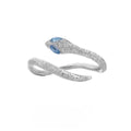Adjustable snake design women's ring in platinum colour electroplated silver jewellery