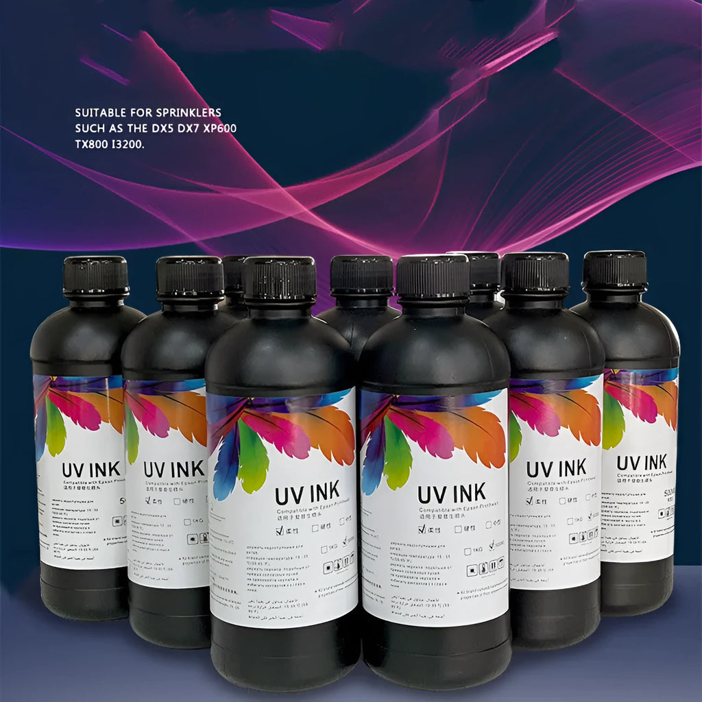 500ml bottle of Epson compatible UV ink for XP600 TX800 printers.