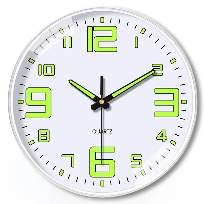 20cm modern wall clock with luminous numbers in plastic construction