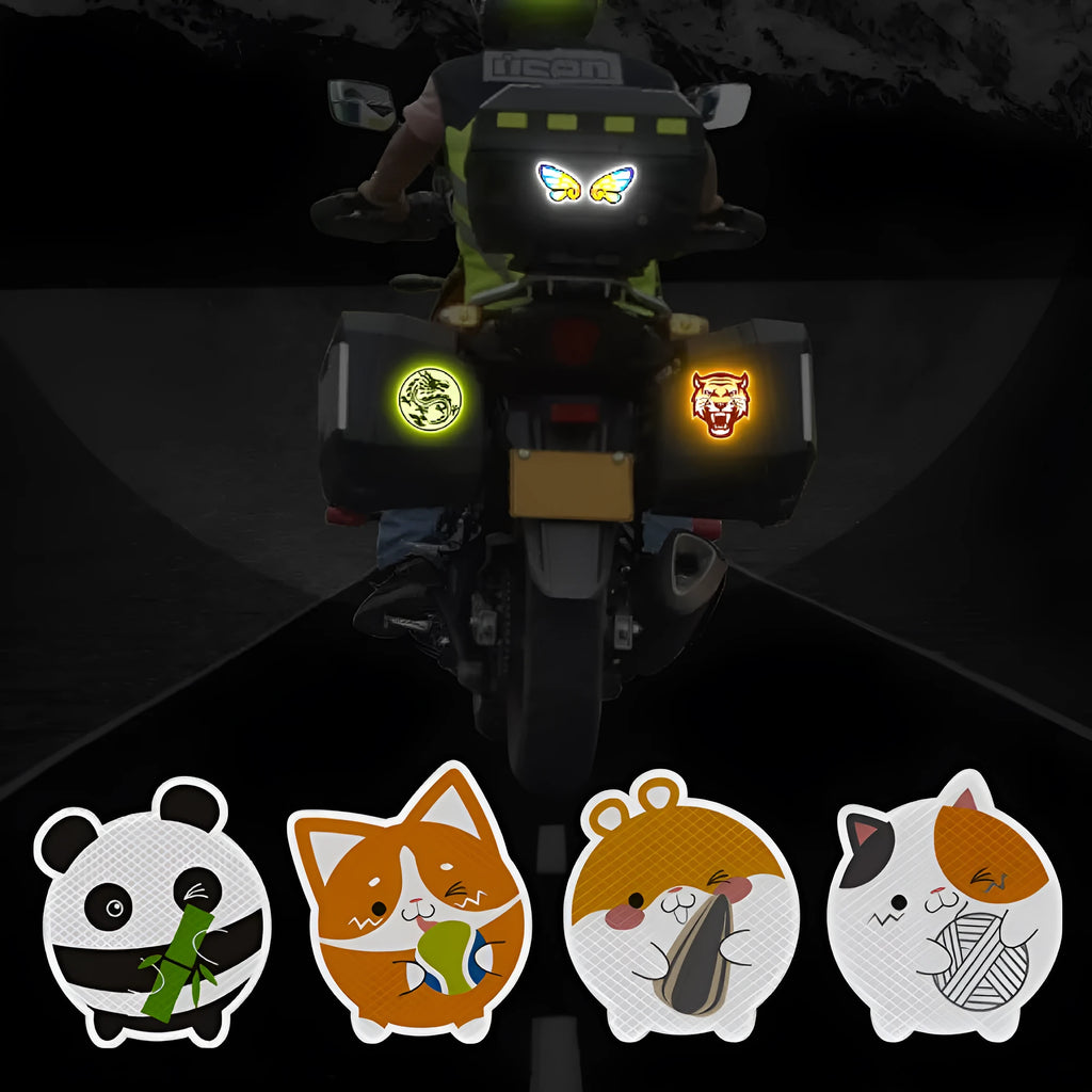 A pair of diamond-grade reflective warning stickers for vehicles, each measuring approximately 9 by 5 centimetres.