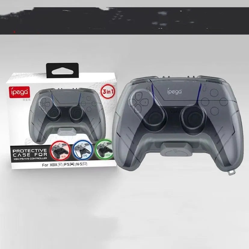 Transparent grey plastic hard storage case for game controllers