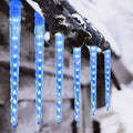 Solar LED ice cone shaped meteor shower festoon lamp with remote control for outdoor Christmas lighting
