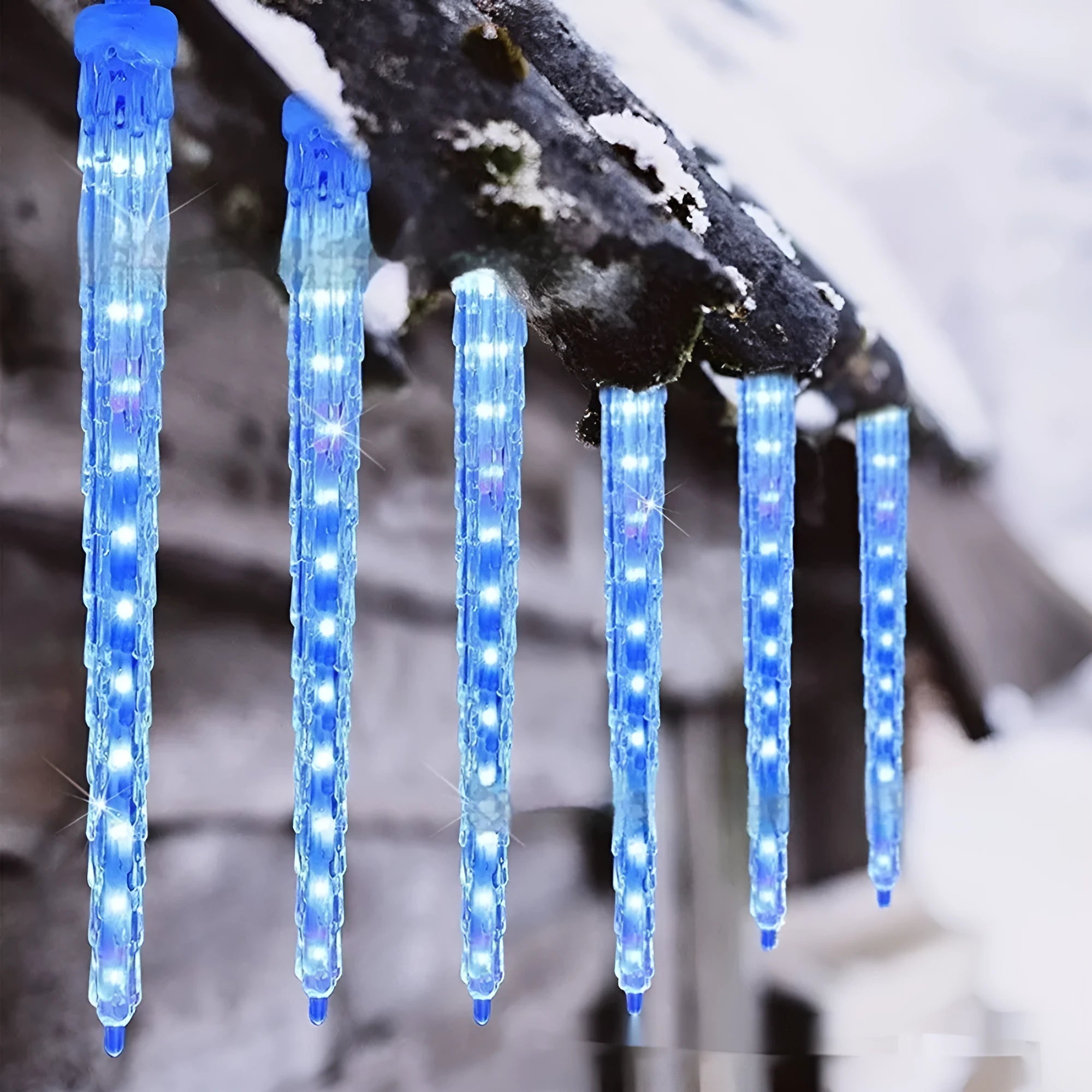 Solar LED ice cone shaped meteor shower festoon lamp with remote control for outdoor Christmas lighting