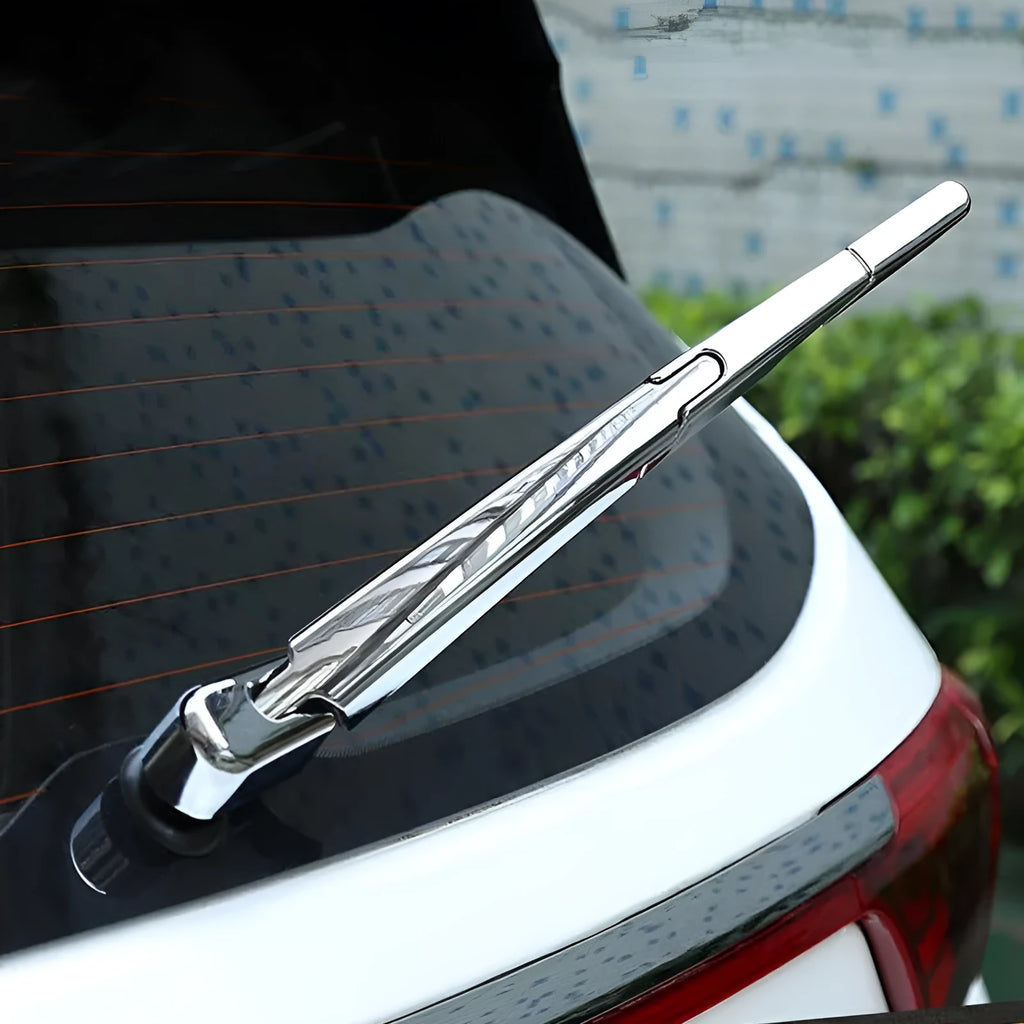 Set of four silvery ABS plastic rear wiper cover trims for a Hyundai car.