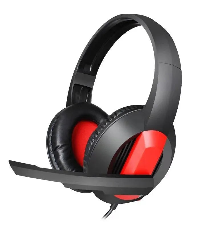Wired e-sports gaming headset with 40mm speakers and attached microphone in blue, red, or dark red colour options