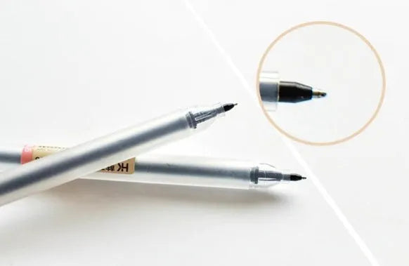 Muji 12-piece gel pen set with black ink, showing fine 0.5mm nibs.