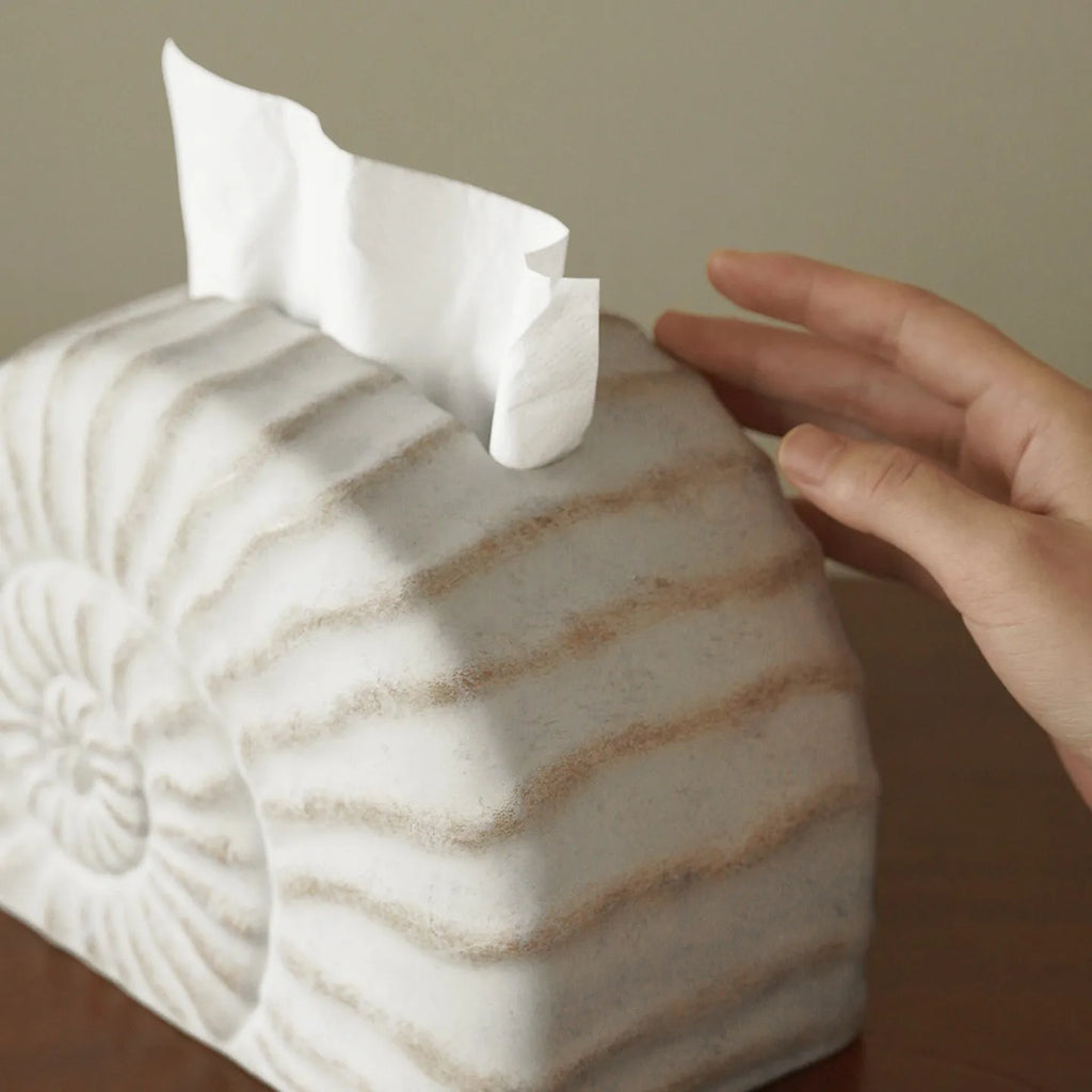 Resin tissue box cover with conch ramble shell design in modern simplicity style