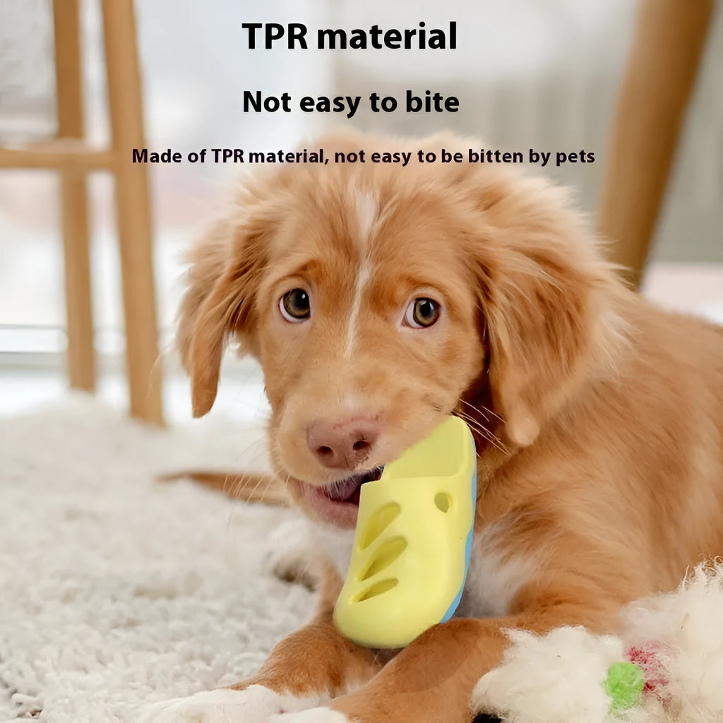 TPR dog bath massage brush showing multiple head pattern variants in blue and yellow colours