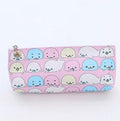 Triangle-shaped PU leather stationery bag with cartoon patterns in blue colour