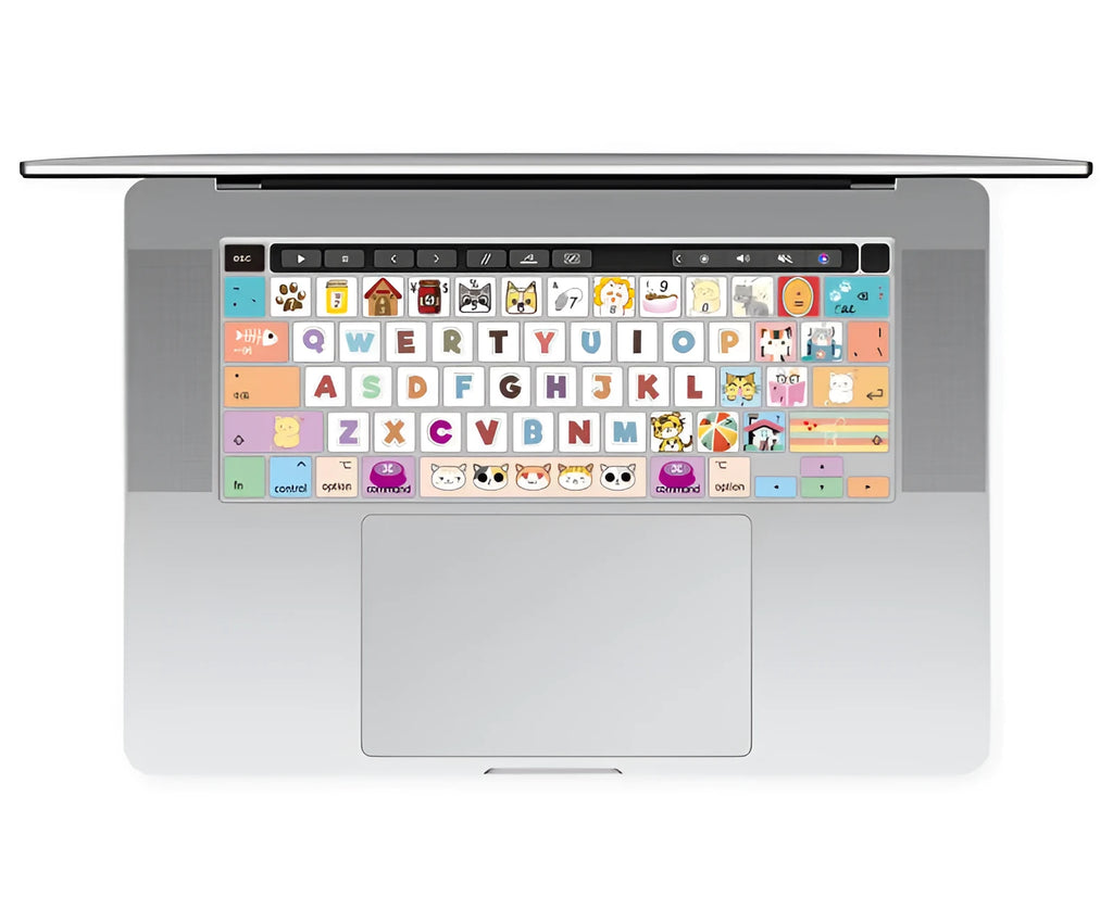 Colourful keyboard protective film for 13.3-inch Apple MacBook Pro Air laptop showing Mr. Cat design