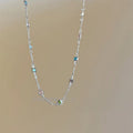 Square colour geometric clavicle chain necklace with artificial crystal quadrilaterial elements in gold or white K tone