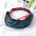 Red banana leaf cross pattern cloth headband for women's hair
