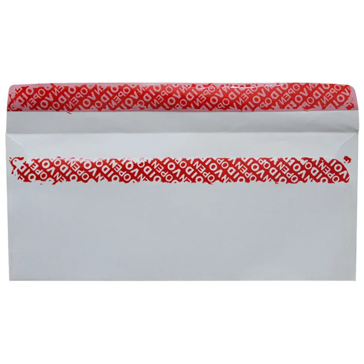 Blue anti-opening self-adhesive confidential envelope measuring 105x240mm with tamper-evident security features