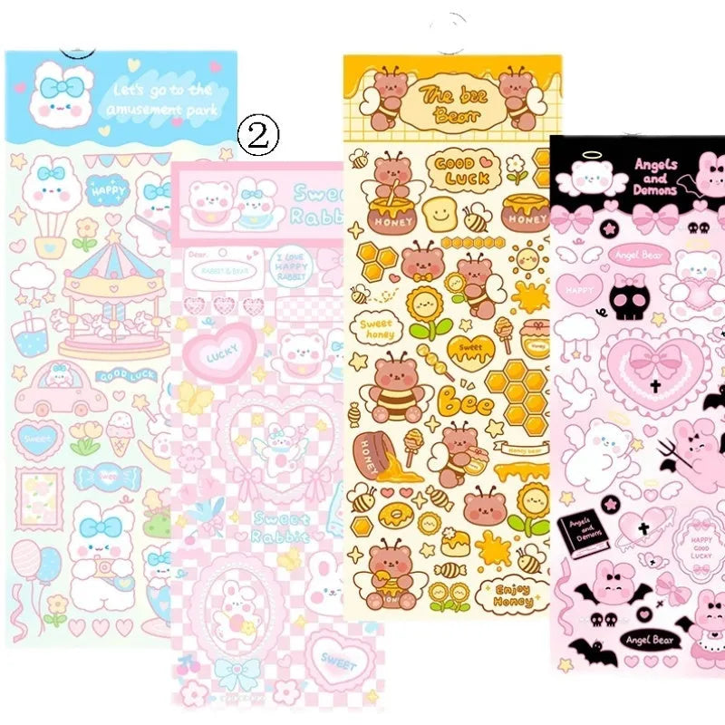 Sheet of waterproof PVC cartoon stickers for decorating notebooks and agendas.