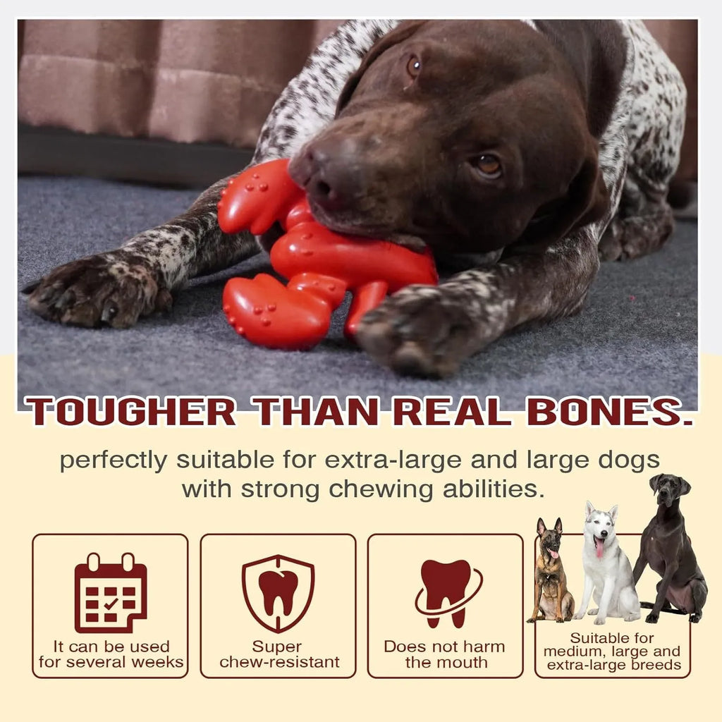 Red large hard-wearing dog chew toy for aggressive chewers and big dogs on a white background.