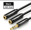 Short 20cm earphone cable with gold 3.5mm connectors in black, grey or white options