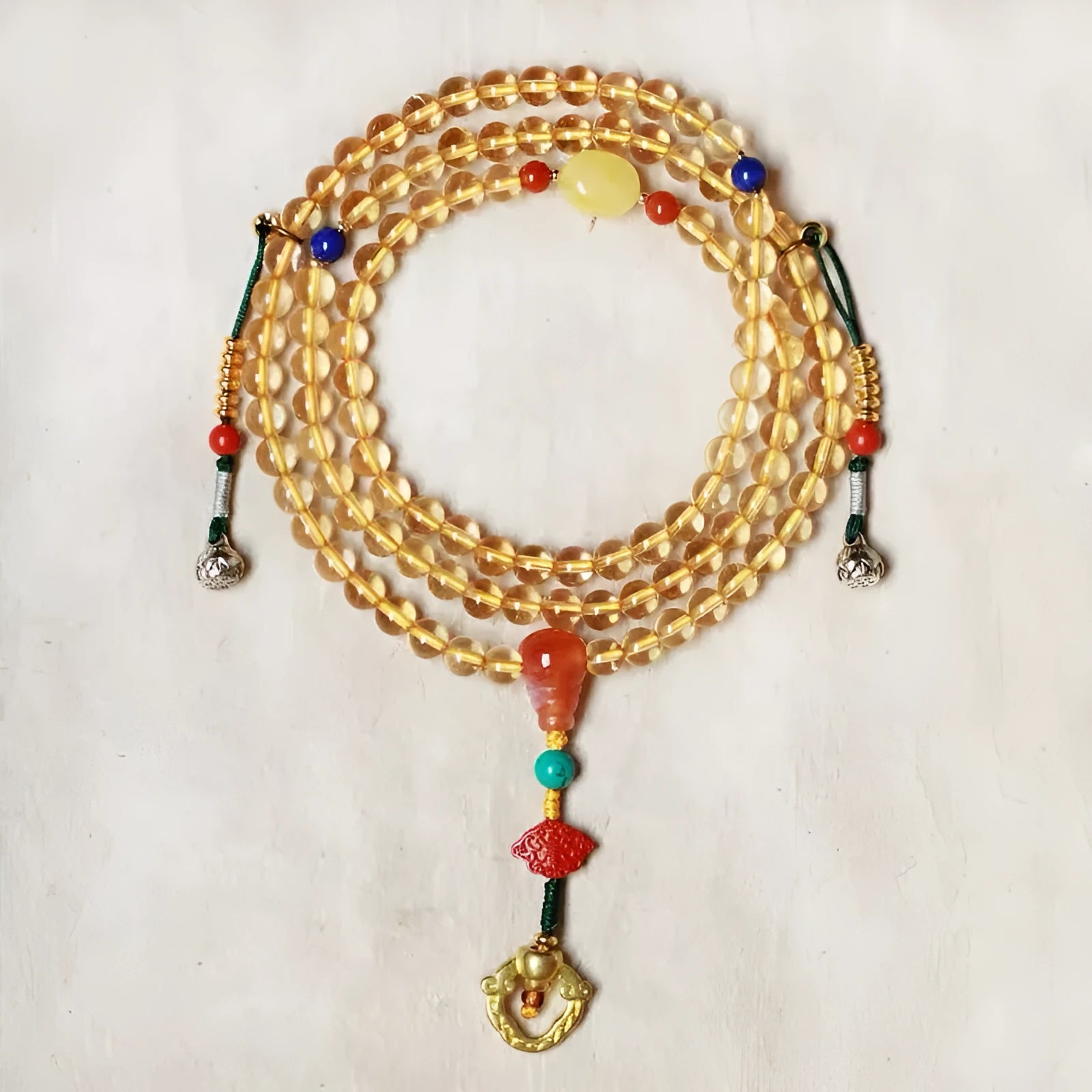 Yellow natural Brazilian citrine filament bracelet with 1mm single bead design