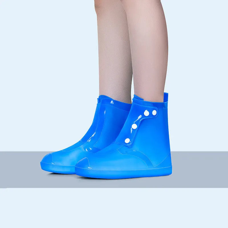 Women's white PVC high top reusable shoe covers for rainy day outdoor protection
