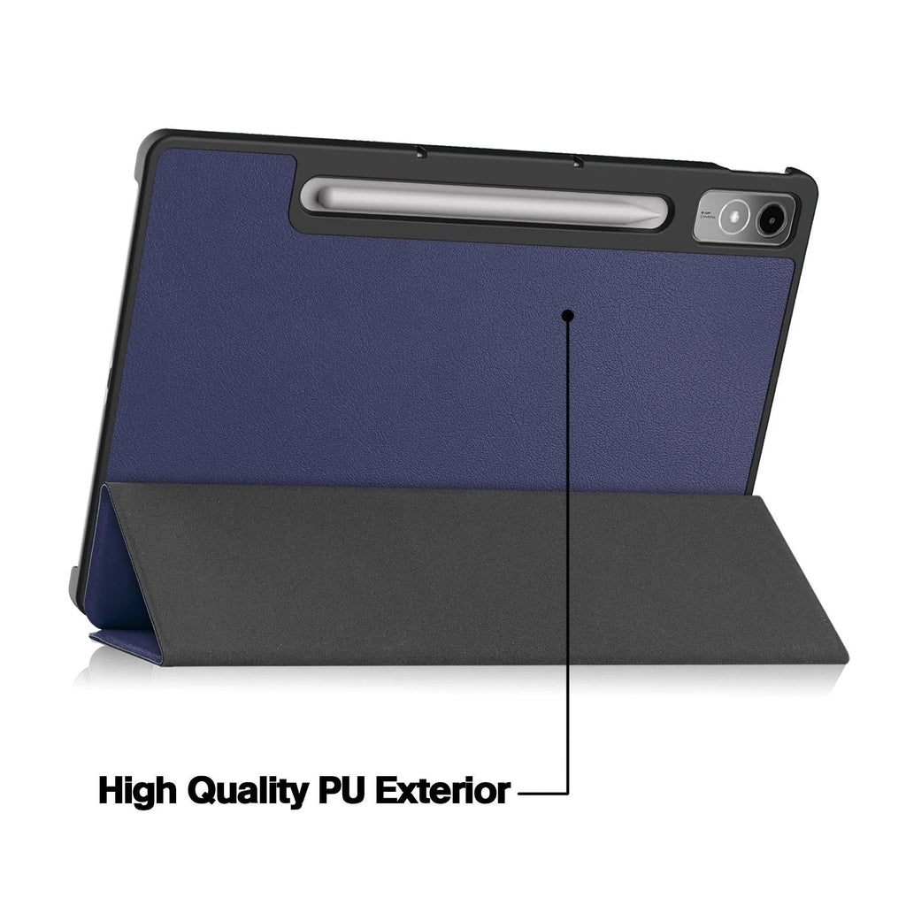 Lenovo Tab P12 protective case in apricot flower design showing magnetic bracket stand function