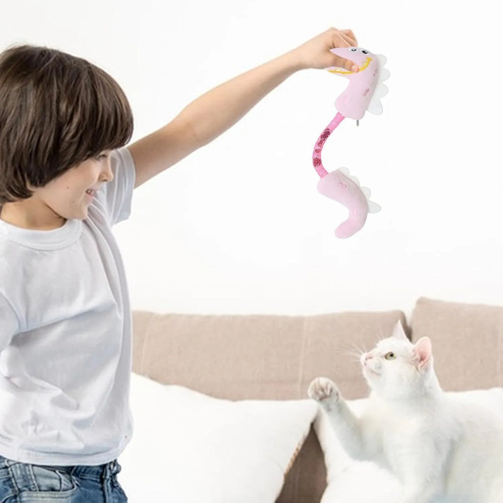 Four-piece cat toy bundle with plush fish, bunny, mouse, rope and spring toys for indoor cats