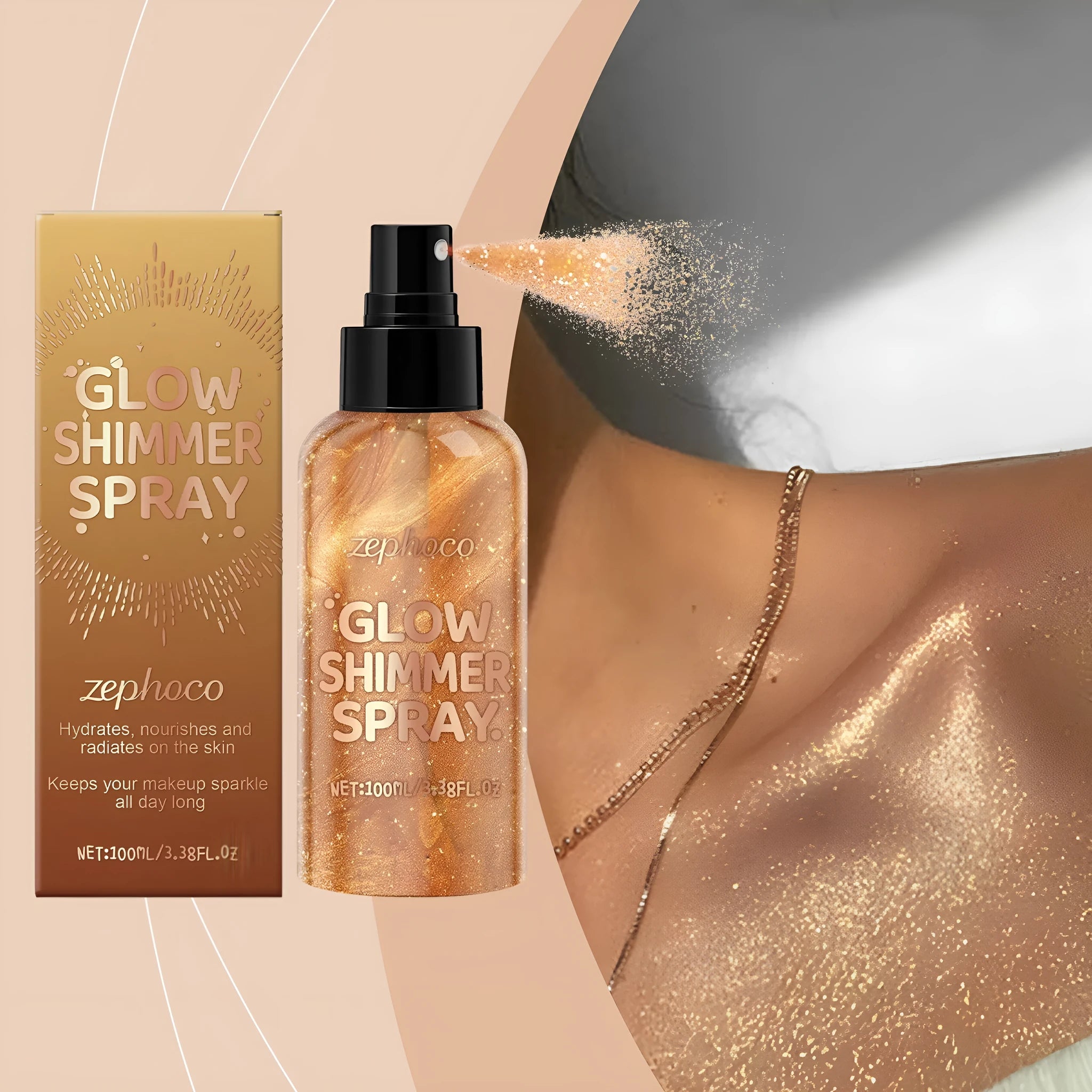 100ml shiny body spray bottle for temporary skin glitter decoration with mica particles