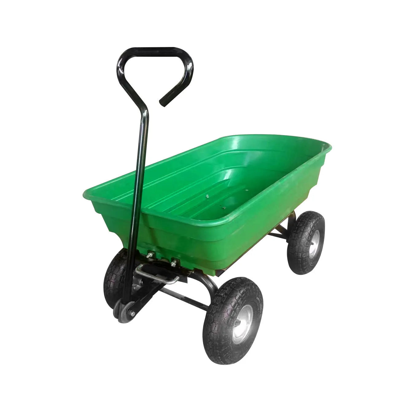 Green four-wheel plastic dumptruck with steel PP construction and dumping bed