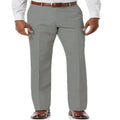 Men's solid colour linen cotton casual trousers with slant pockets laid flat.