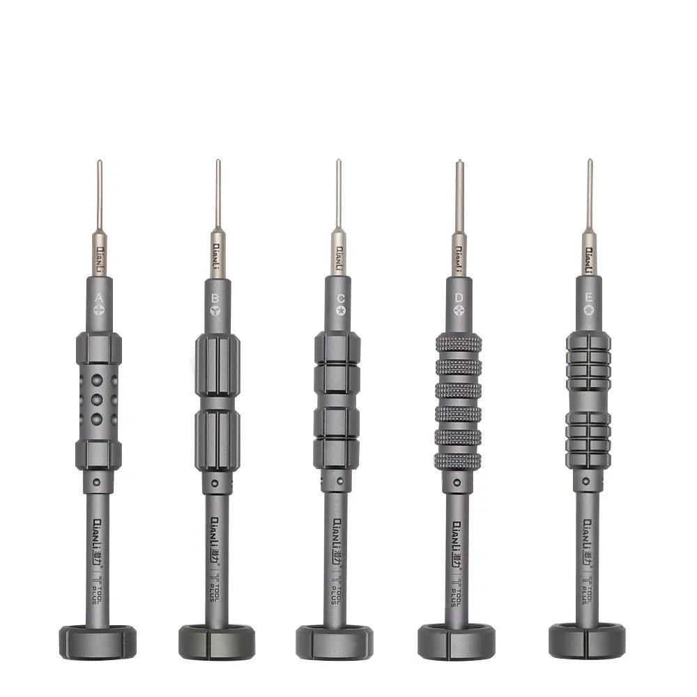 iPhone-compatible T2 cross triangle tail screwdriver with grenade-shaped aluminium handle for precision electronics repair