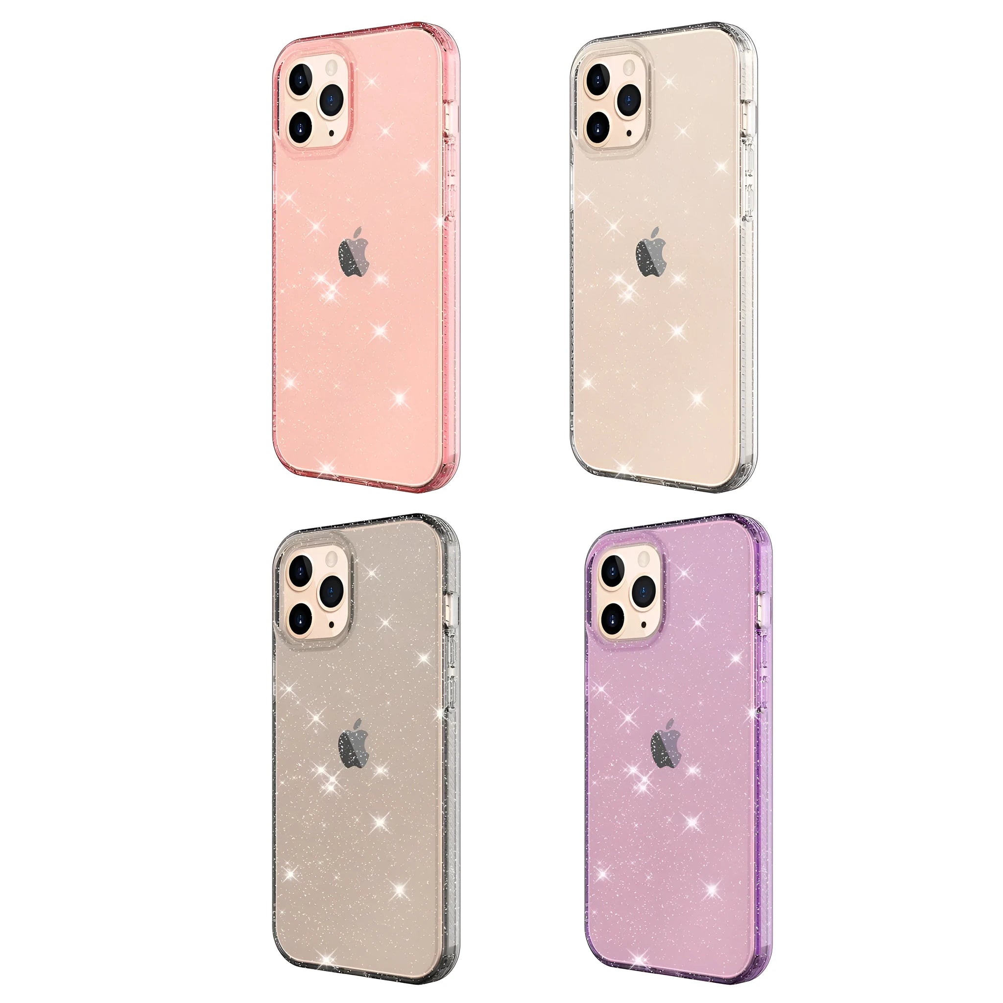 Glitter transparent TPU phone case for iPhone 12 Pro Max in multiple colour options