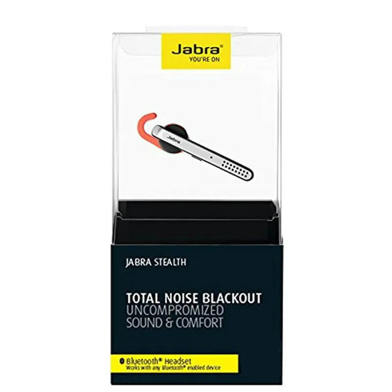 Black and silvery behind-the-ear Bluetooth earphones with dual phone connectivity
