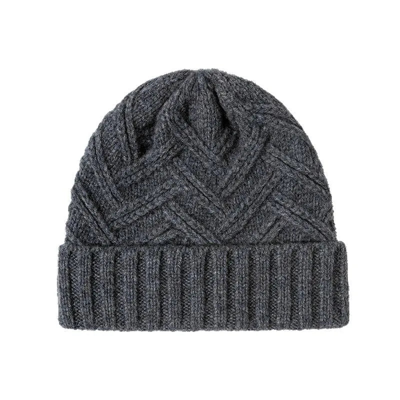 Wool knitted dome crown winter hat with totem design in various colours