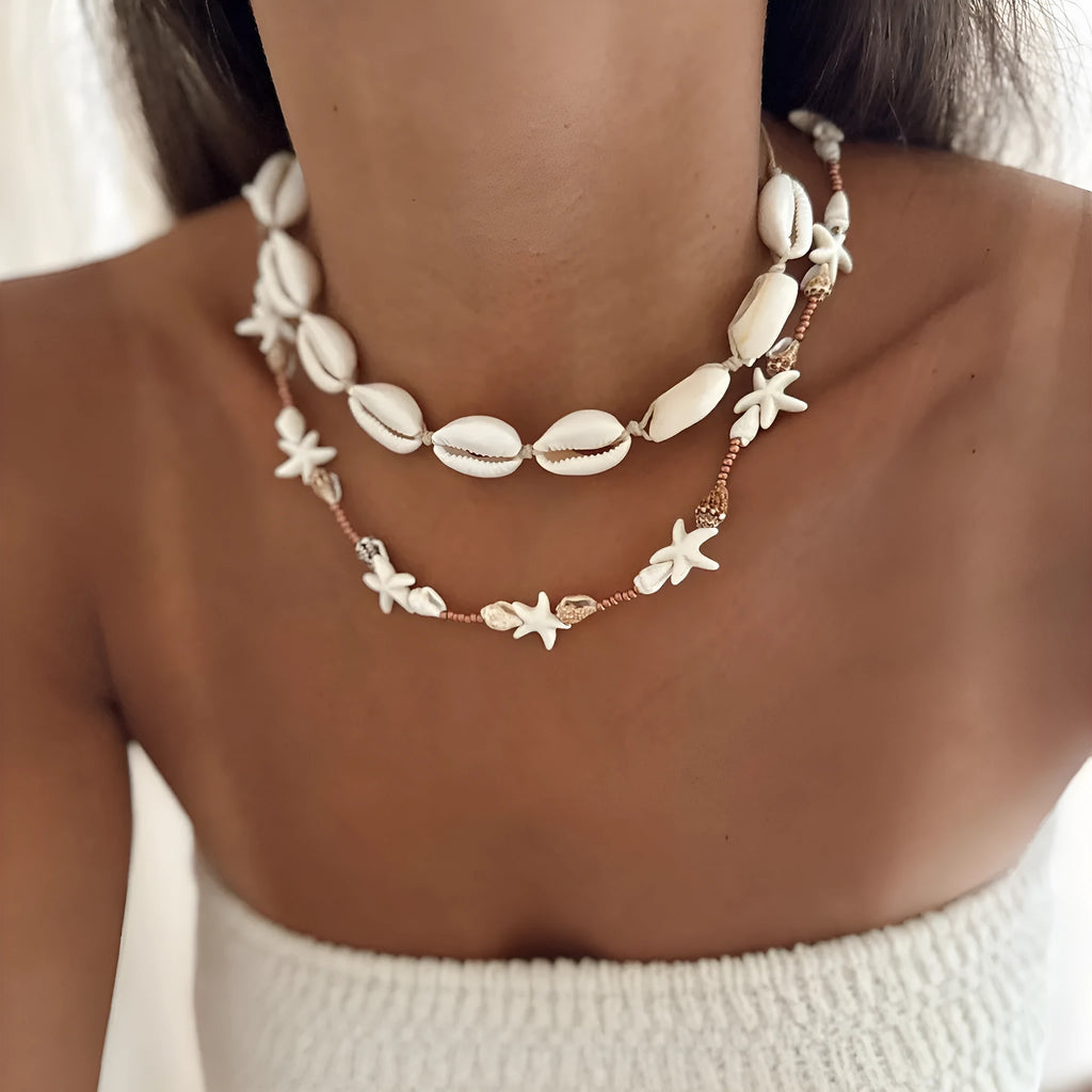 Women's geometric shell necklace with handmade pendant on regular chain, colour X1900