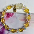 Original design natural citrine bracelet with detailed silver nine-tail fox charm for women