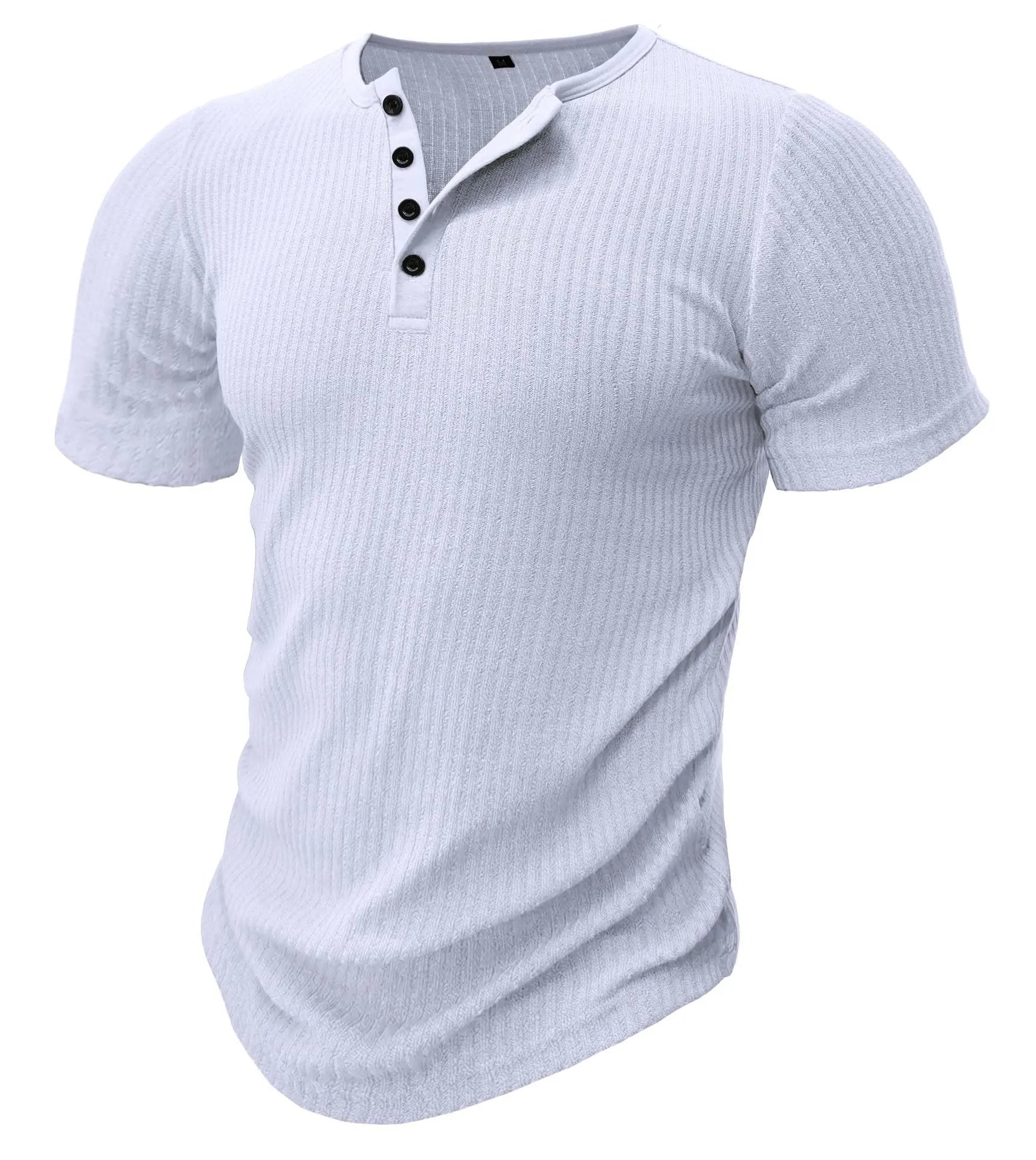 Men's slim-fit sports T-shirt in polyester on a hanger, shown in army green colour.