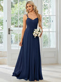 Women's sleeveless A-line maxi dress with pleated long skirt in polyester fabric