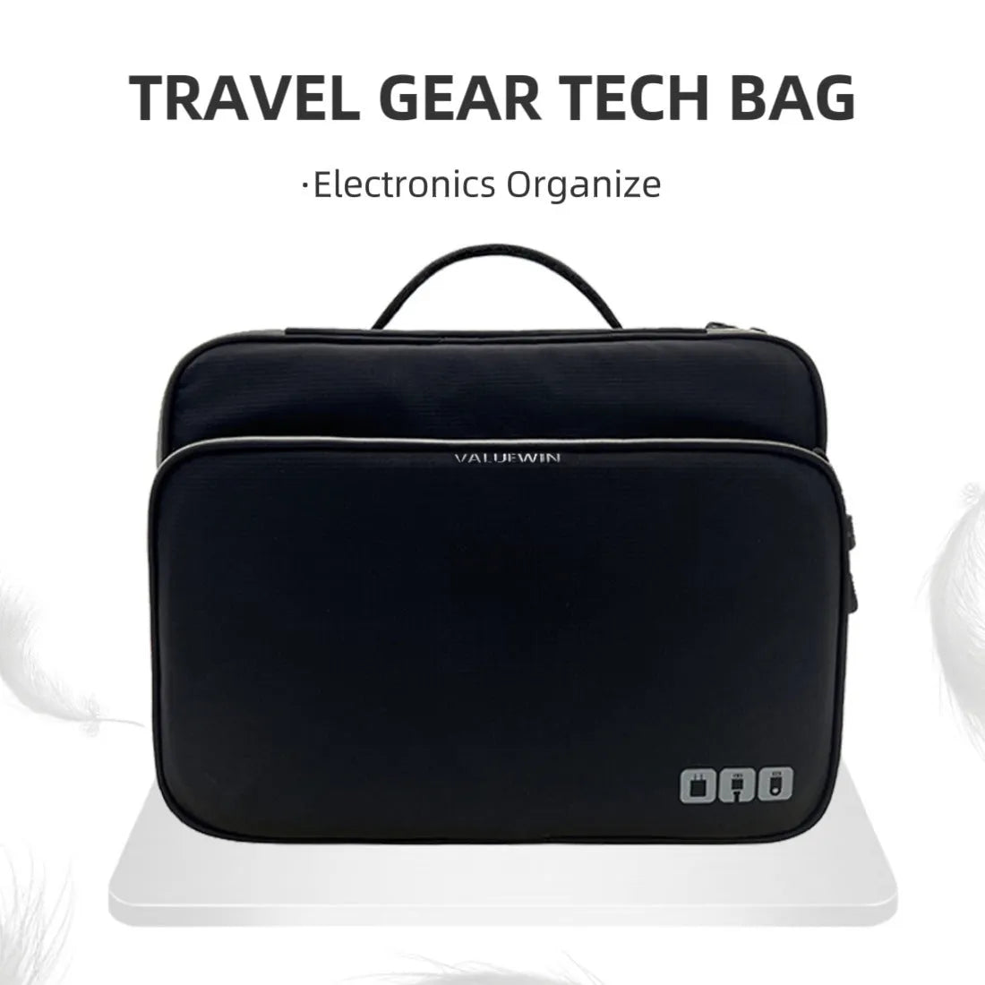 Grey three-layer polyester travel storage bag with waterproof properties for business travel organisation