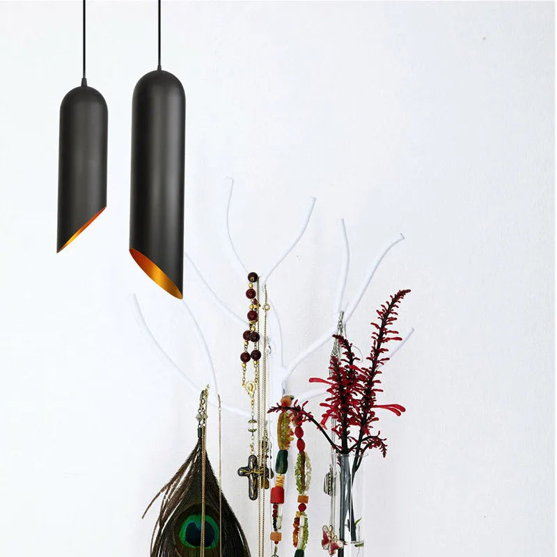 Creative retro iron art chandelier in D8053 matte black finish, available in long and short versions