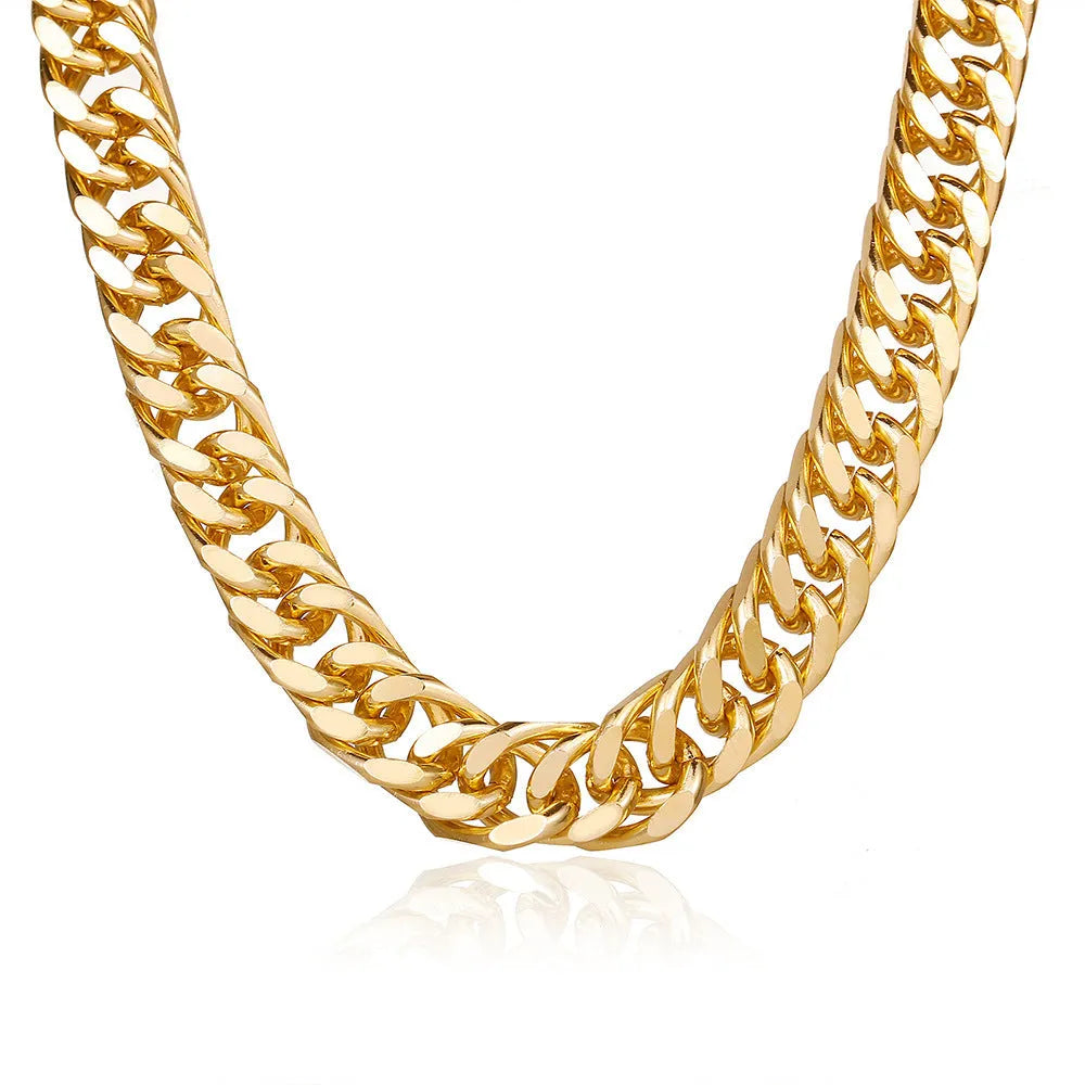 Gold thick chain necklace for women with a simple solid colour design.