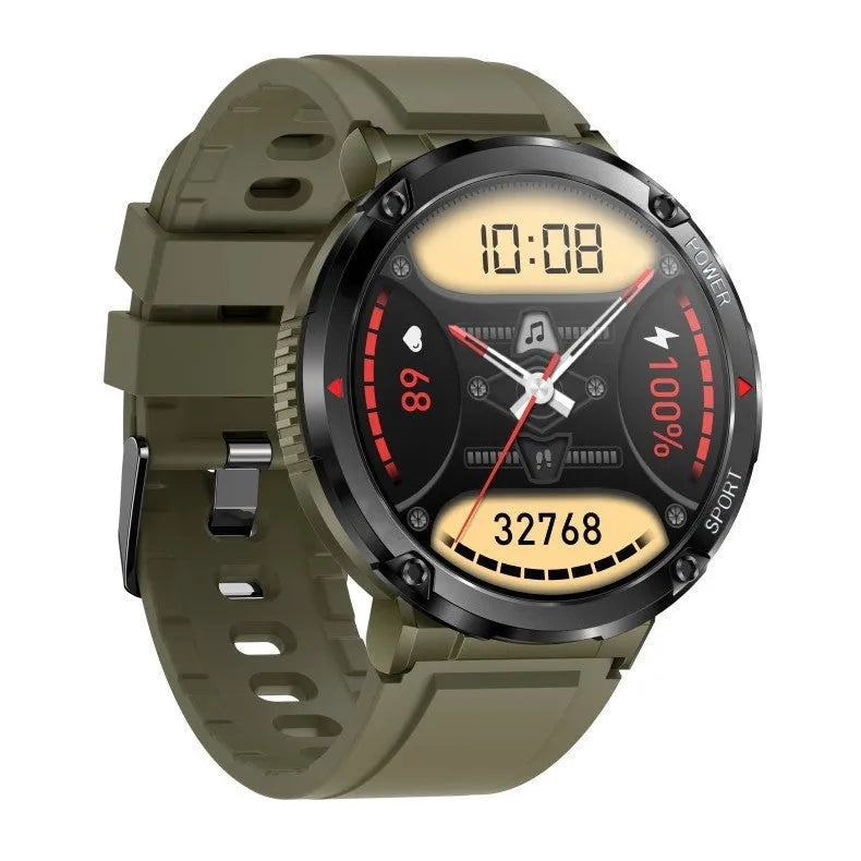 T30 Smart Watch in black on a wrist, showing its IPS touchscreen display and silicone strap.