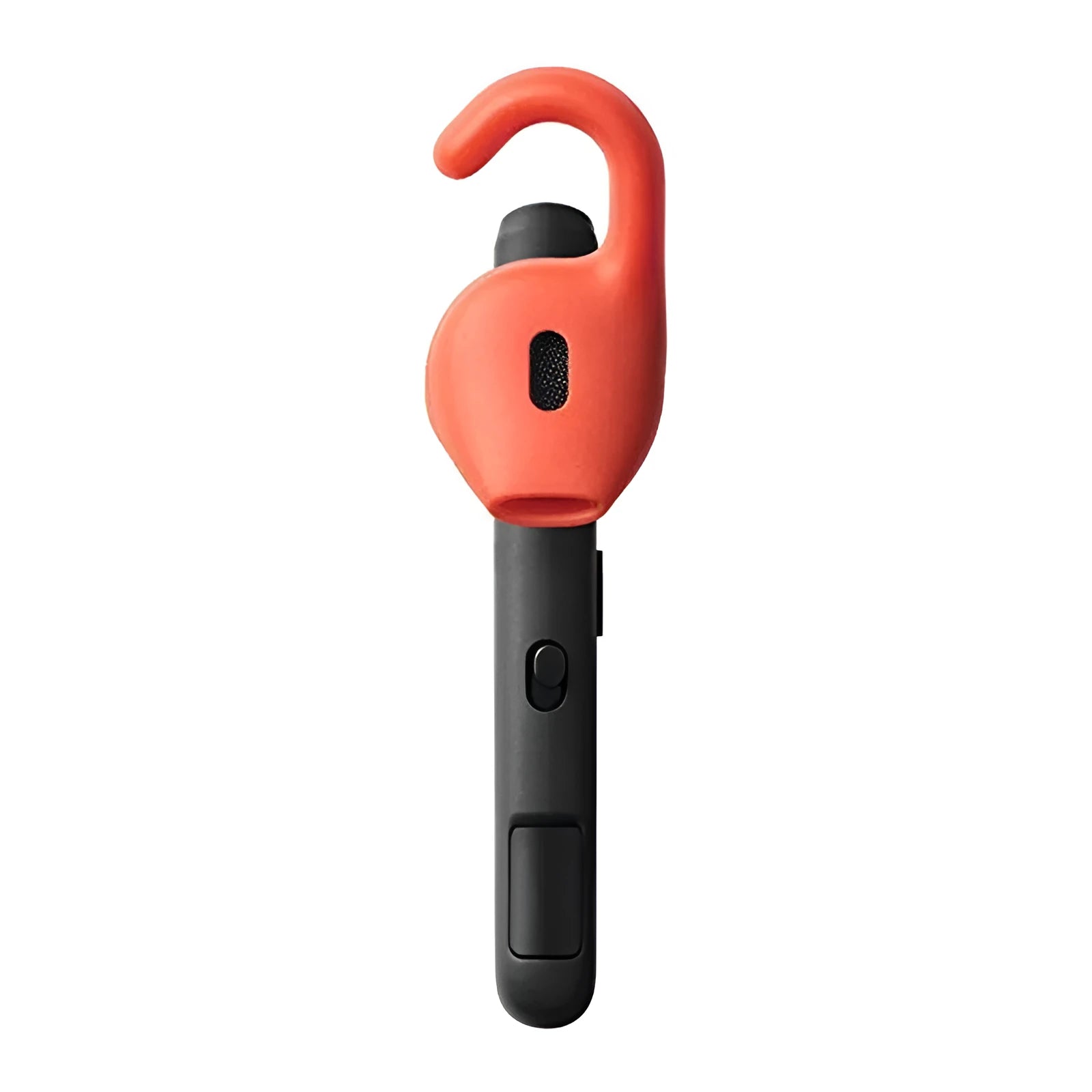 Black and silvery behind-the-ear Bluetooth earphones with dual phone connectivity
